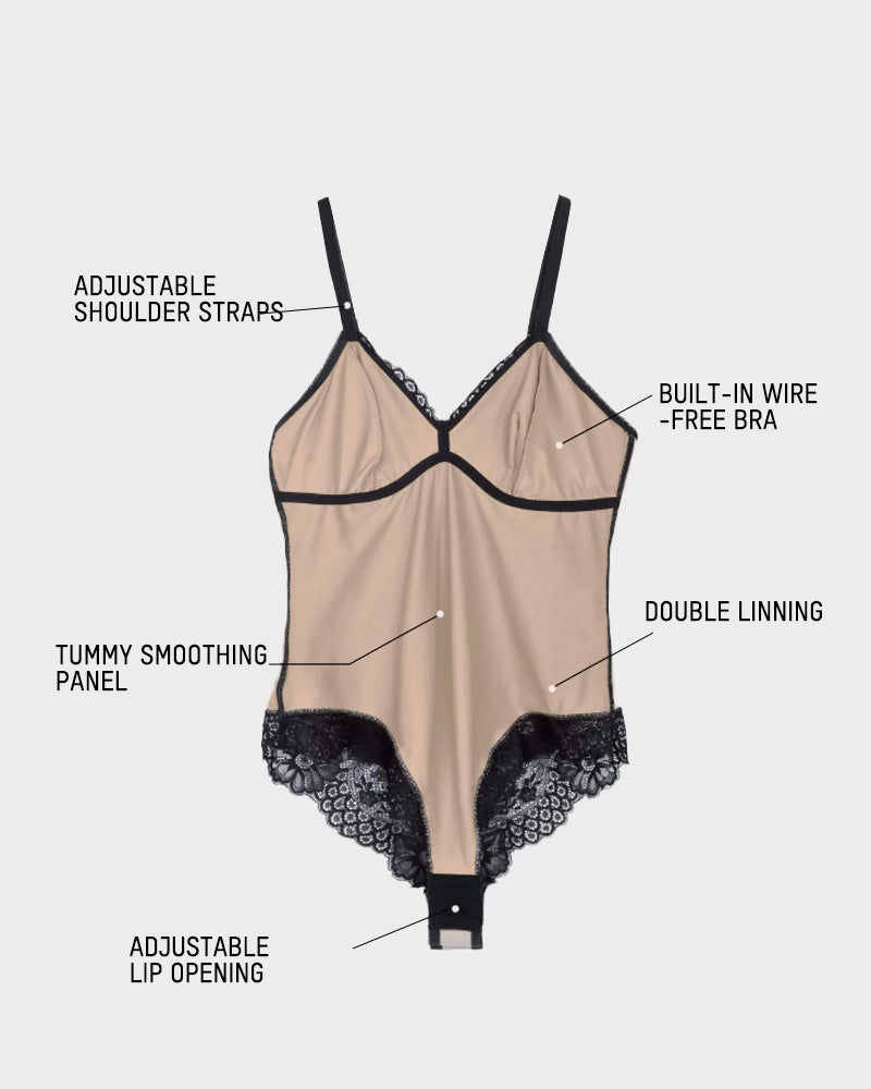 Deep V Sexy Lace Sculpting Thong Bodysuit