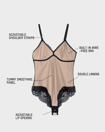 Deep V Sexy Lace Sculpting Thong Bodysuit